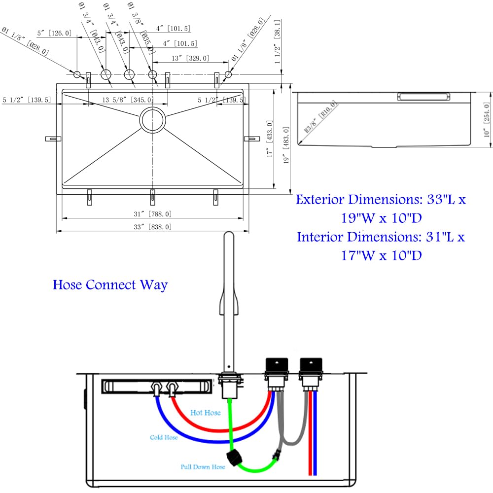 33 Inch Black Waterfall Kitchen Sink Undermount Workstation-Bokaiya 33x19 Undermount Black Stainless Steel Kitchen Sink with Waterfall 16 Guage Multifunction Single Bowl Sinks with Cutting Board