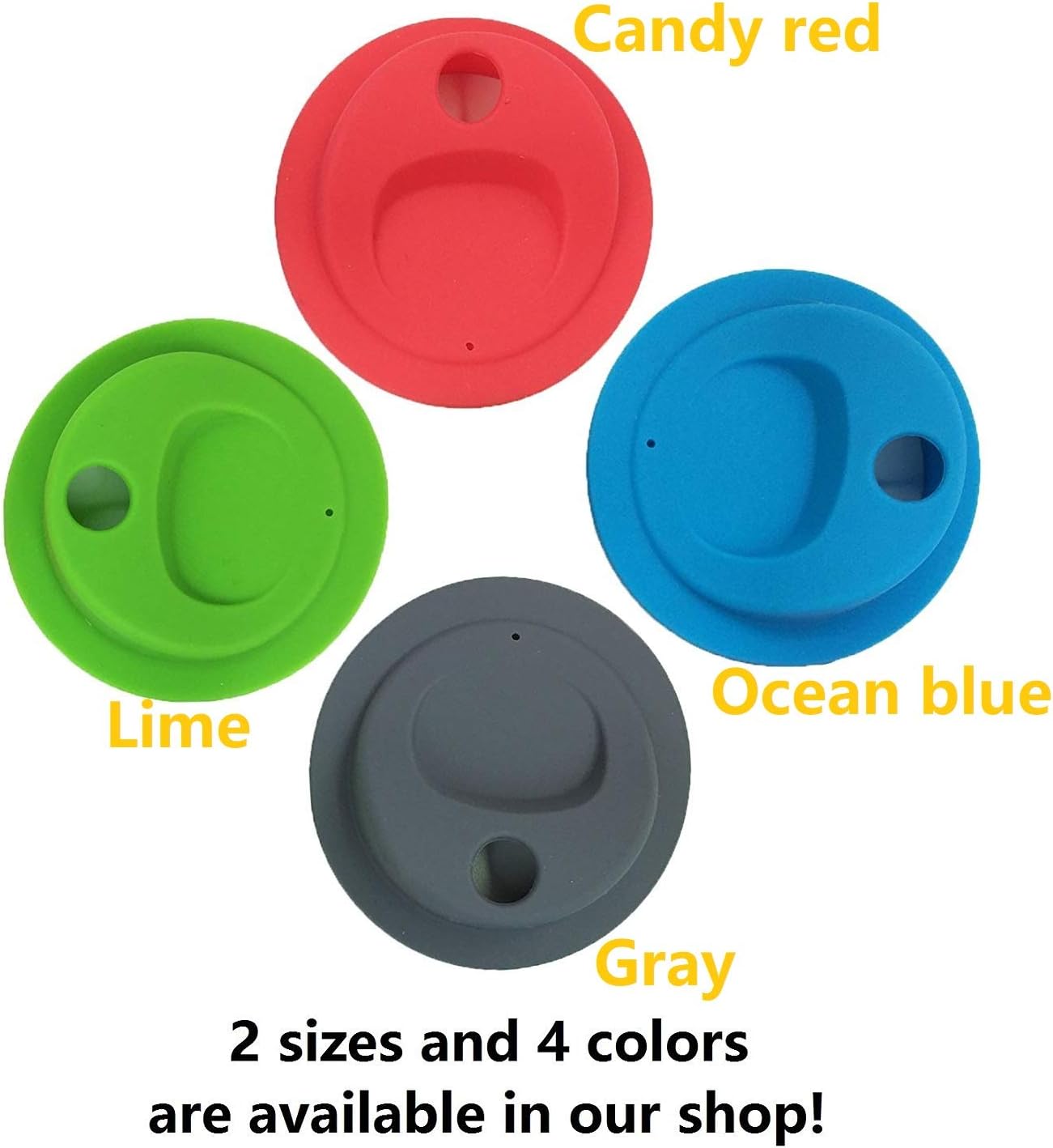 THINKCHANCES Reusable Food Grade and BPA Free Silicone Circular Straw Hole Coffee Juice Drinking Sip Lid for Mason, Ball, Canning Jars (Regular Mouth, Ocean Blue) 6 Pack