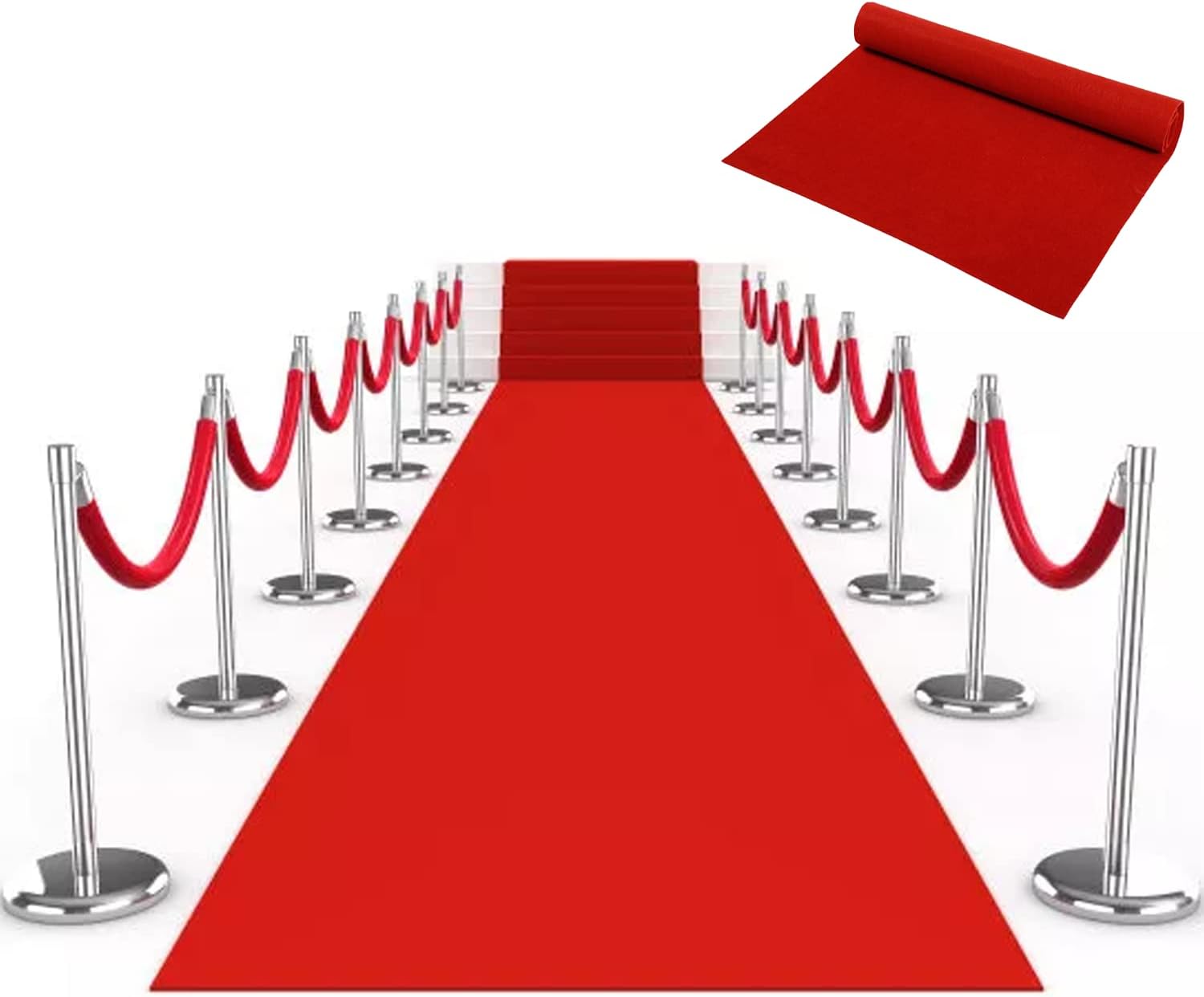 mosegorRed Carpet Runner 5.5 mm Thickness Red Aisle Runner Carpet Non-slip Event Carpet Aisle for Christmas Wedding Party Hallway Event Awards Evening Decoration 10 x 1 m