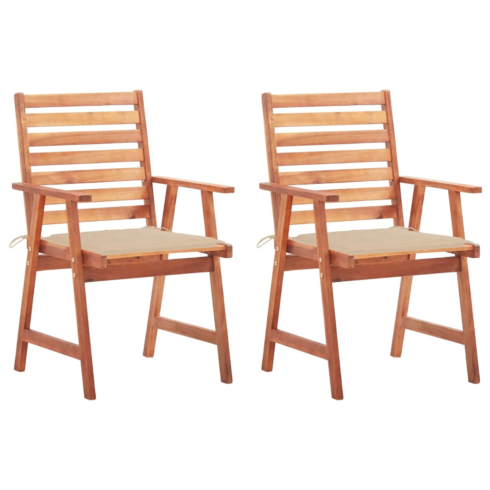 Chaises à Dîner d'Extérieur Tidyard en Bois d'Acacia Idéales pour Repas de Patio en Famille