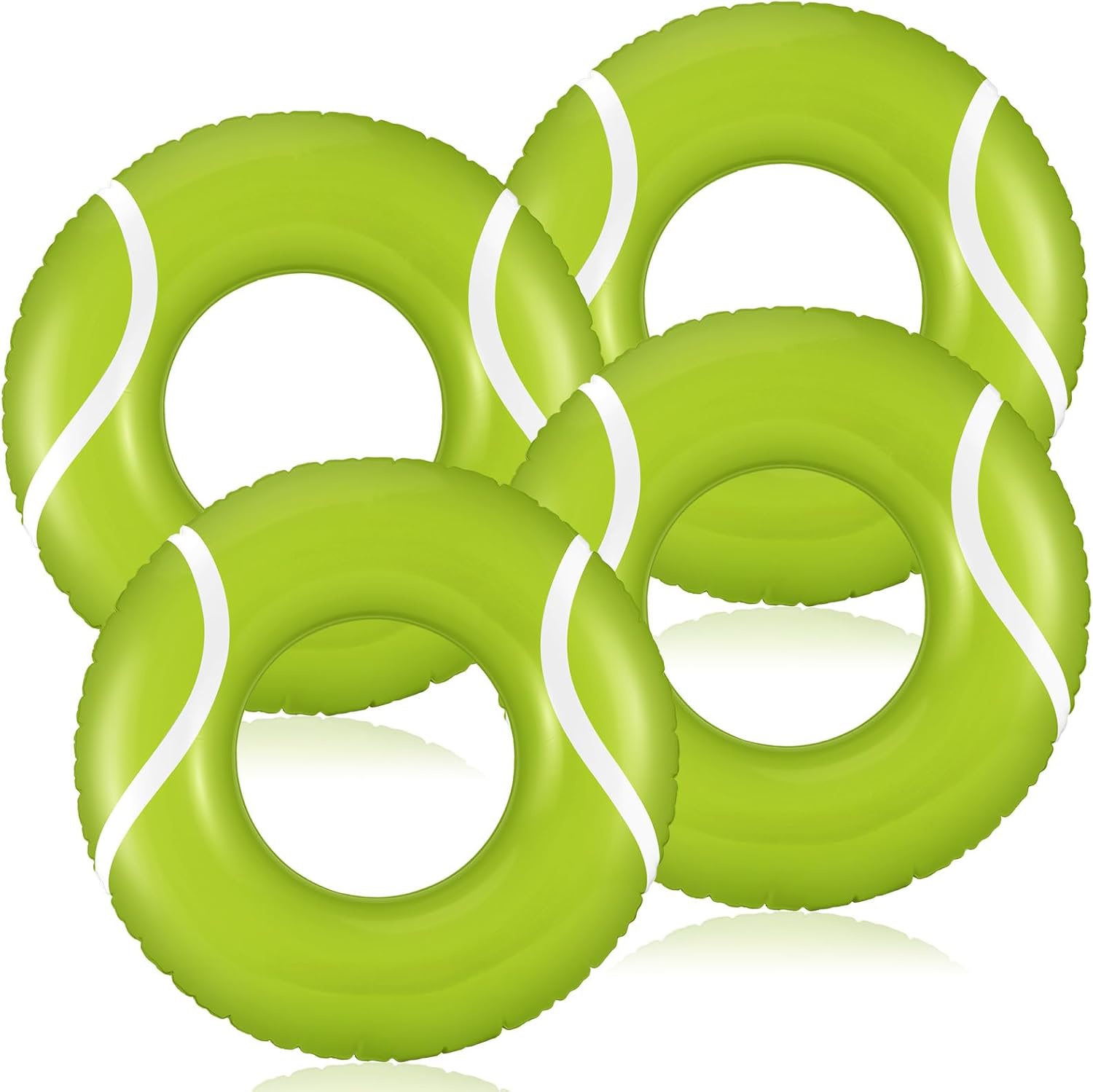 Soulchen 4 Pack Inflatable Tennis Pool Floats Tennis Pool Rings Sports Ball Swim Tubes Floating Rafts Summer Water Toys for Adults Swimming Beach Party Lake Splashing Adventure Fun Gifts