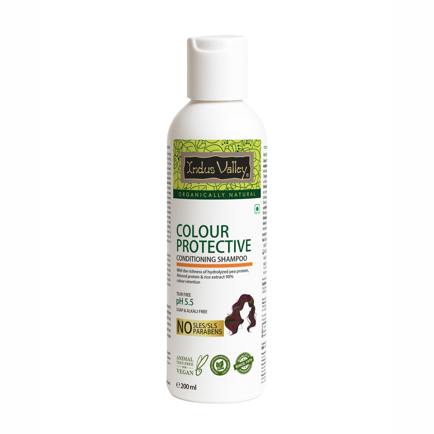 Indus Valley Organic Colour Protective Shampoo with Conditioner for Damaged Hair Natural Vitamins & Minerals Enriched Nourishing Shampoo for Colored & Dry Hair (200 ml, Pack of 1)