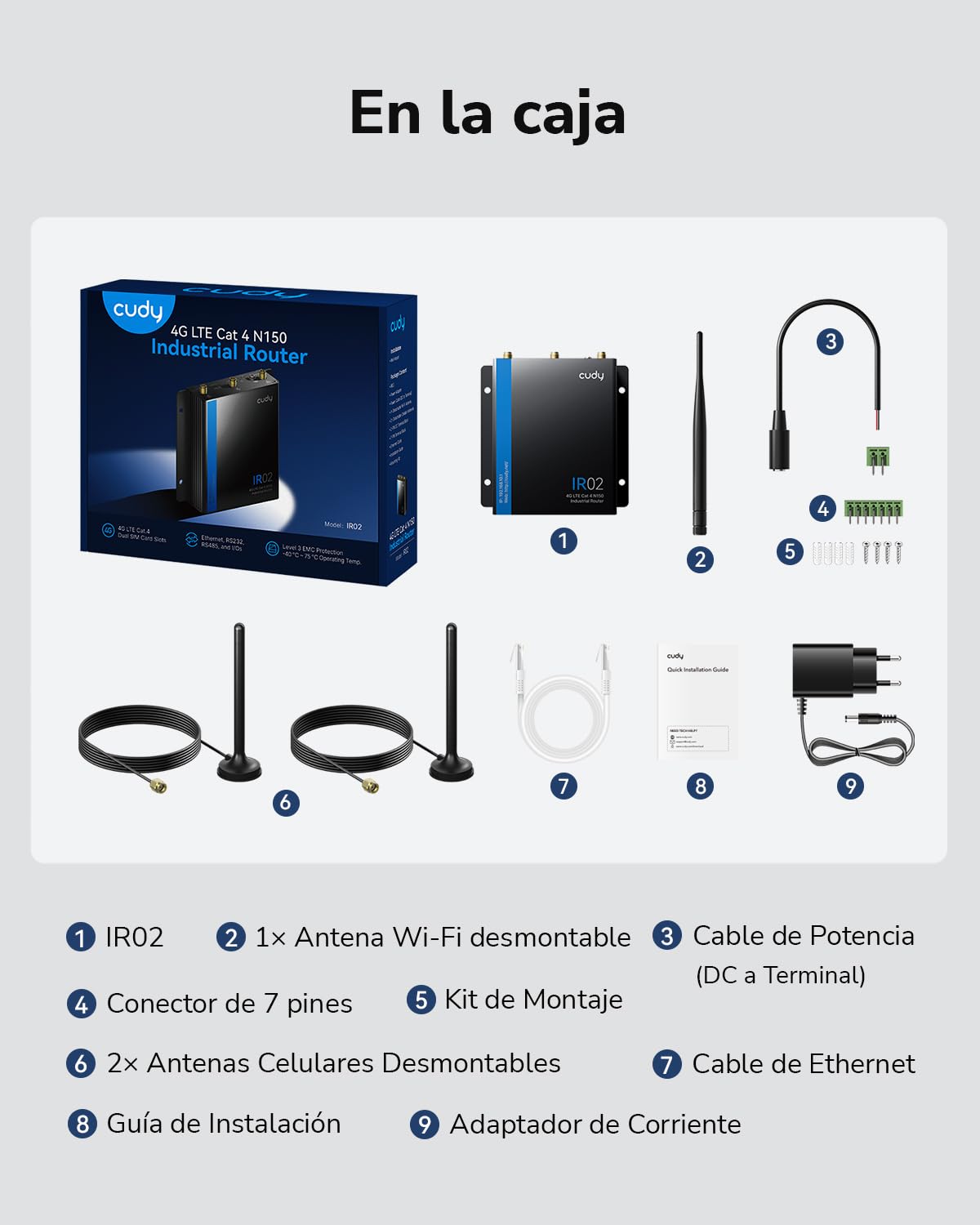 Cudy Router WiFi industrial 4G LTE Cat4 N150, enrutador celular dual SIM con RS232/RS485 e IO, amplia temperatura -40 ~ 75 °C, metal IP30, para máquinas expendedoras, cajeros automáticos, tiendas