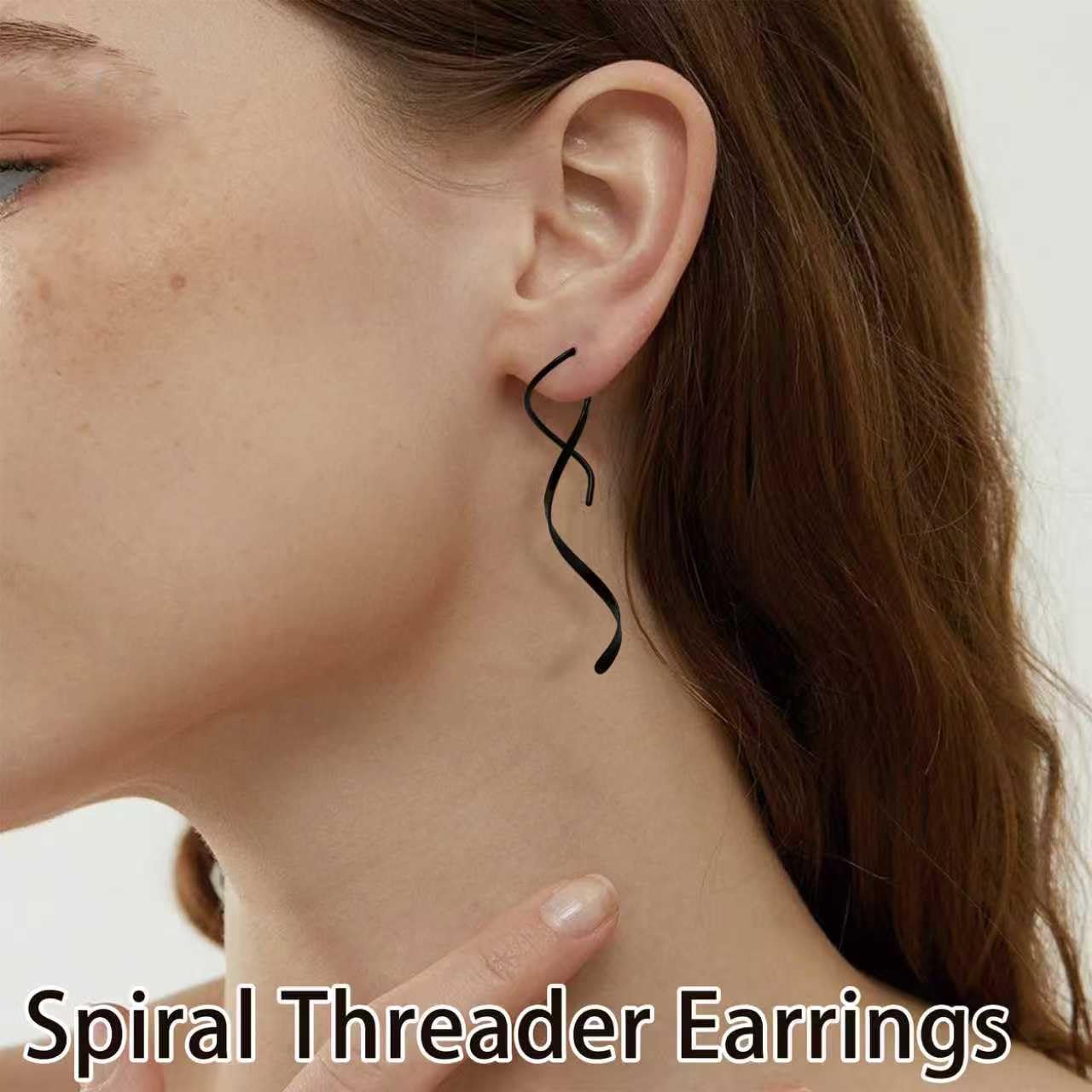Hanreshe 4Pairs Spiral Threader Earrings for Women Handmade Twisted Spiral Stainless Steel Drop Dangle Earrings Threader - Image 3