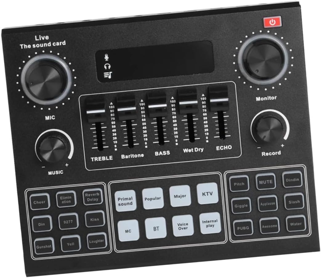 V9 Portable Mobile Phone Sound Card Voice Changer with Multi-Sound Mixer for Live Streaming and Podcasting Compatible with Computer and Mobile Devices