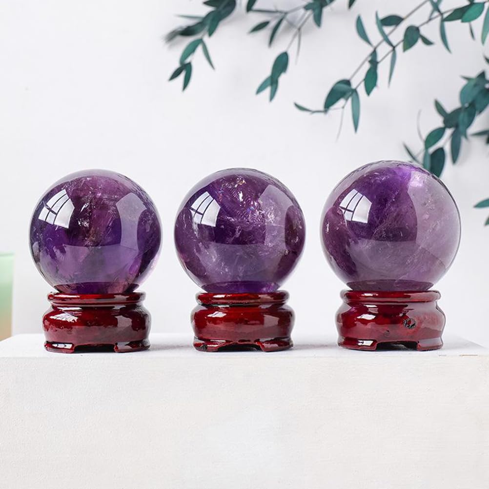 Dekoracje ze szklanych kulek, Amethyst Ball With Stand For Home Office Decor Fengshui Divination Meditation 30-60mm(35~40mm)