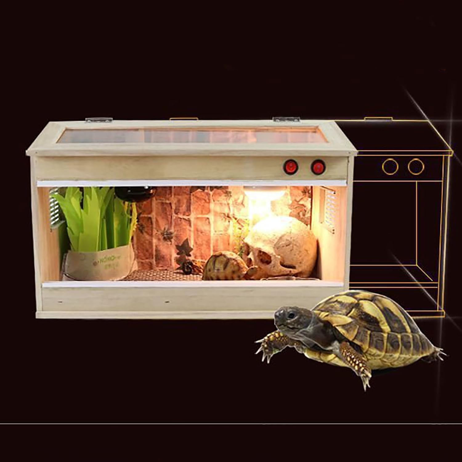 Hábitat de terrario de reptiles para mascotas pequeñas con función de incubadora, ideal para lagartos, camaleones y gecos, recinto interior