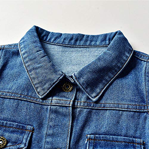IDOPIP Toddler Kid Baby Boys Girls Denim Jacket Long Sleeve Button Down Jeans Coat Cowboy Overcoat Hoodie Casual Outwear3