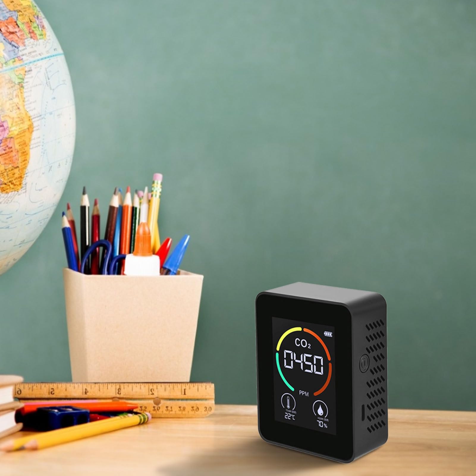 Detector de dióxido de carbono | Medidor de dióxido de carbono de mesa de | temperatura y humedad, analizador de aire de temperatura y humedad, medidor digital de para el hogar y viajes en