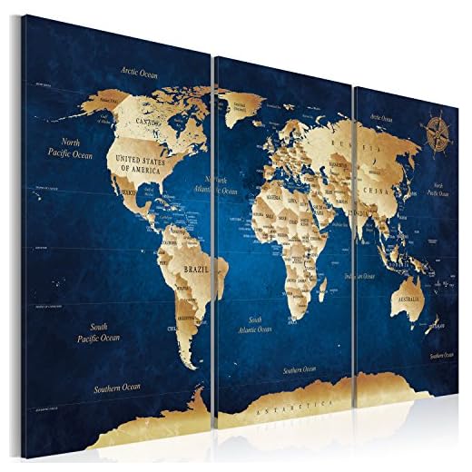 murando Cuadro Acústico Mapamundi espuma acústica absorbe el sonido aislamiento lienzo de 3 piezas Impresión Artística Decoración de Pared