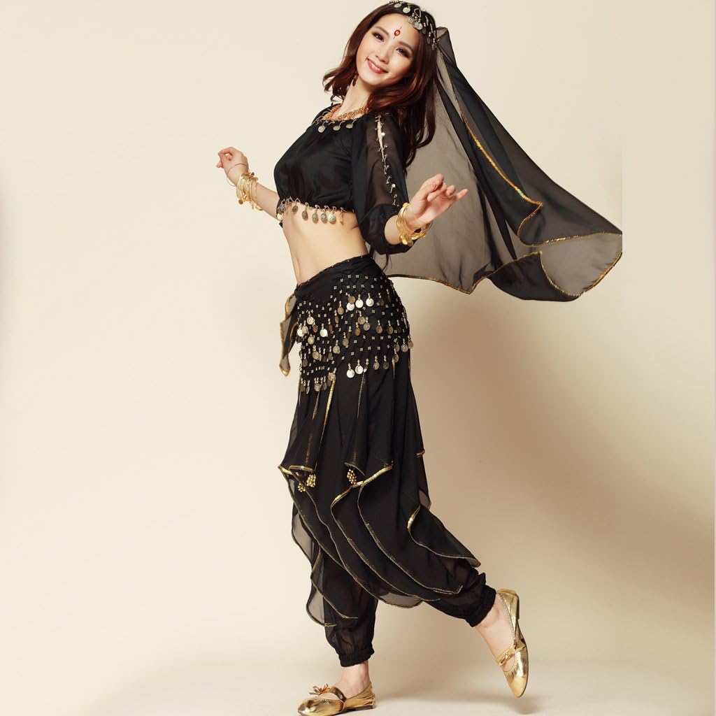 MUNAFIE Belly Dance Harem Pants - Tribal Costume Pants for Women, High Waisted Elastic Waistband, Soft Stretchy Fabric - Image 6