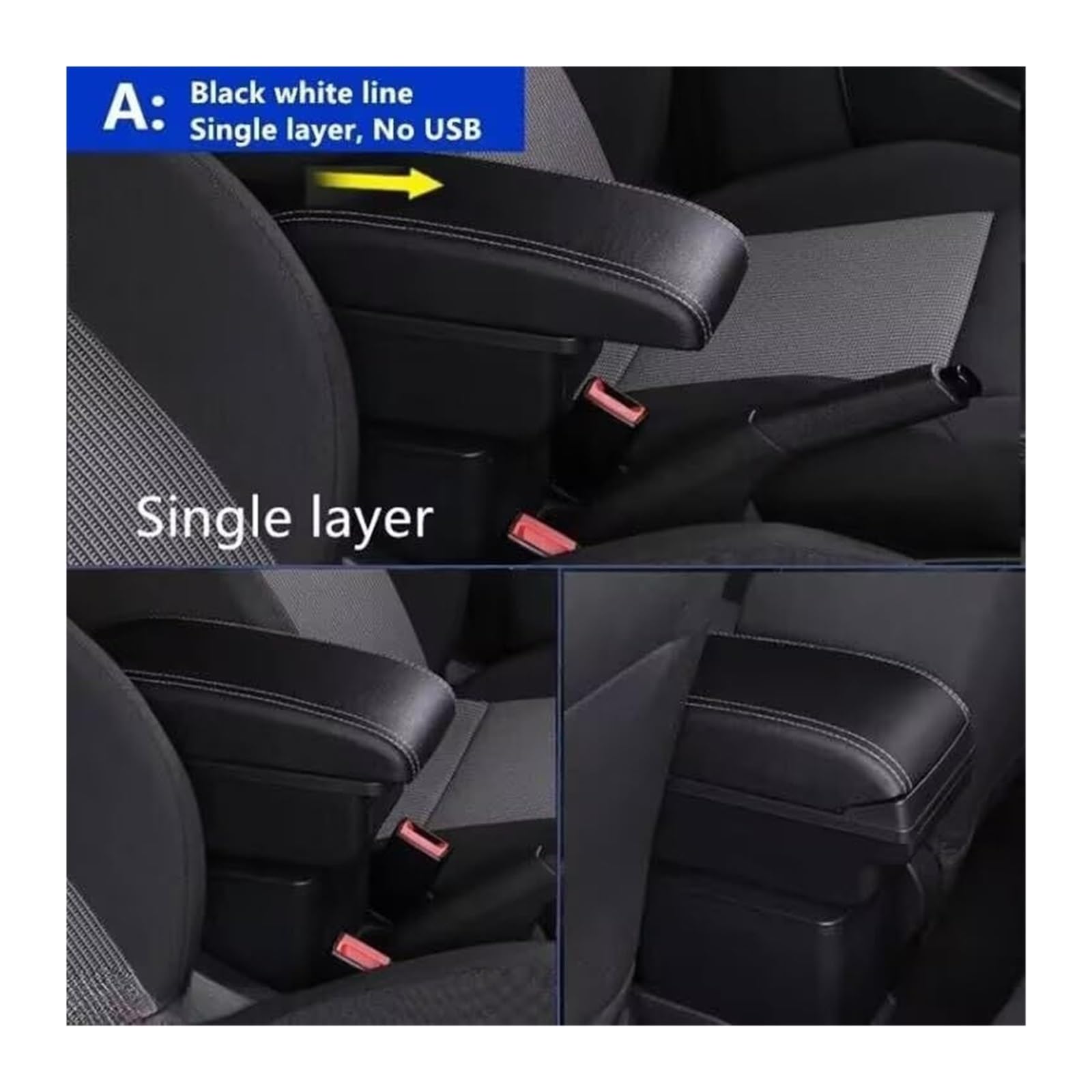 Boîte Rangement Console Centrale Pour Accoudoir Voiture Universel Modèle Boîte Rangement Accessoires Pièces Rénovation Augmente Et Soulage Fatigue(A1 Black Line No Usb)