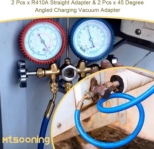Miniatura 7 de Mtsooning 4 adaptadores R410A Mini Split, 516 pulgadas SAE hembra a 14 pulgadas SAE macho, adaptador de vacío de carga de repuesto para aire