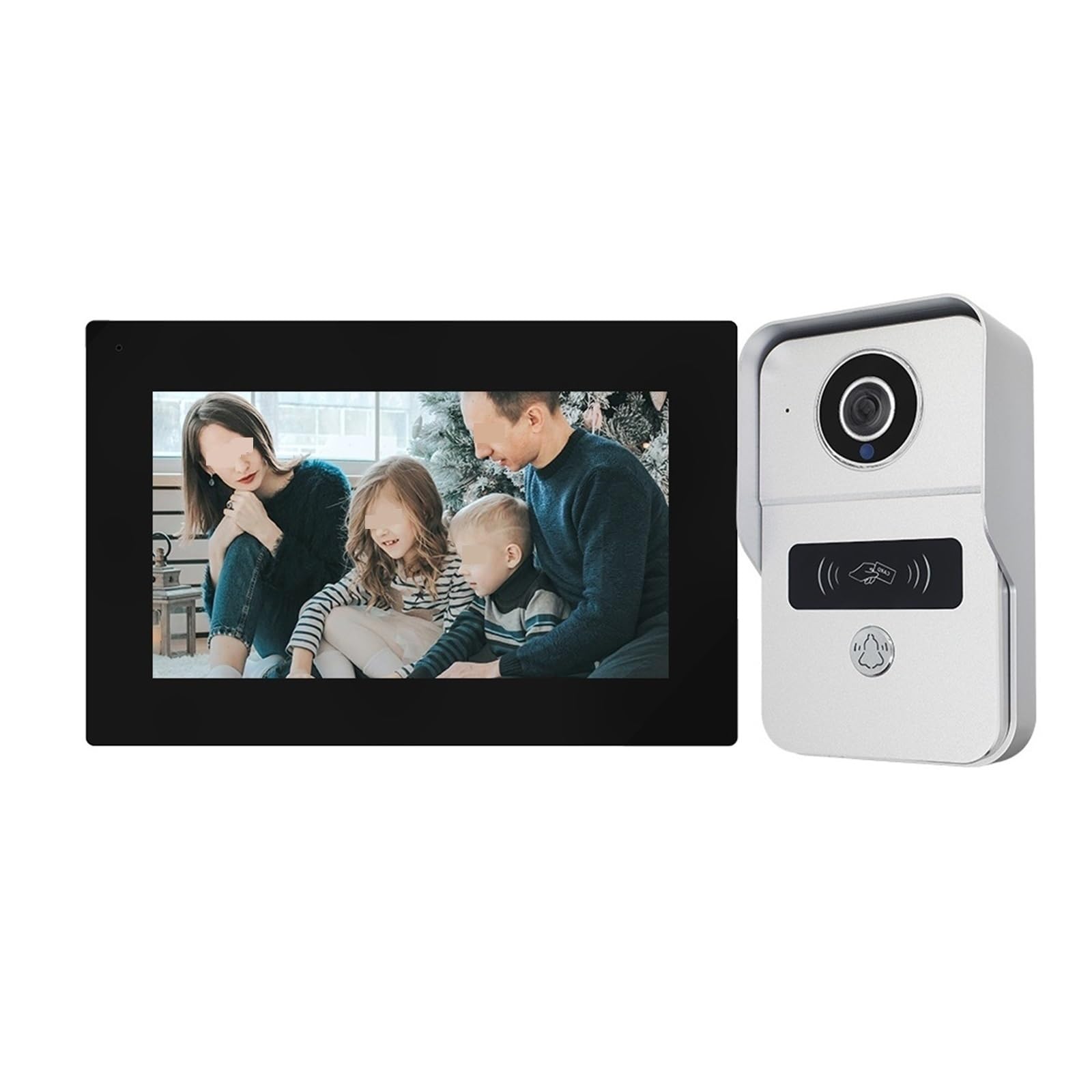 Videoportero Inteligente 1080p 10 Pulgadas 7 Pulgadas Video WiFi Intercomunicador Timbre 140 ° Portero Electrónico con Cámara Wi Fi(7inch-kw02 Add 32G TF Card)