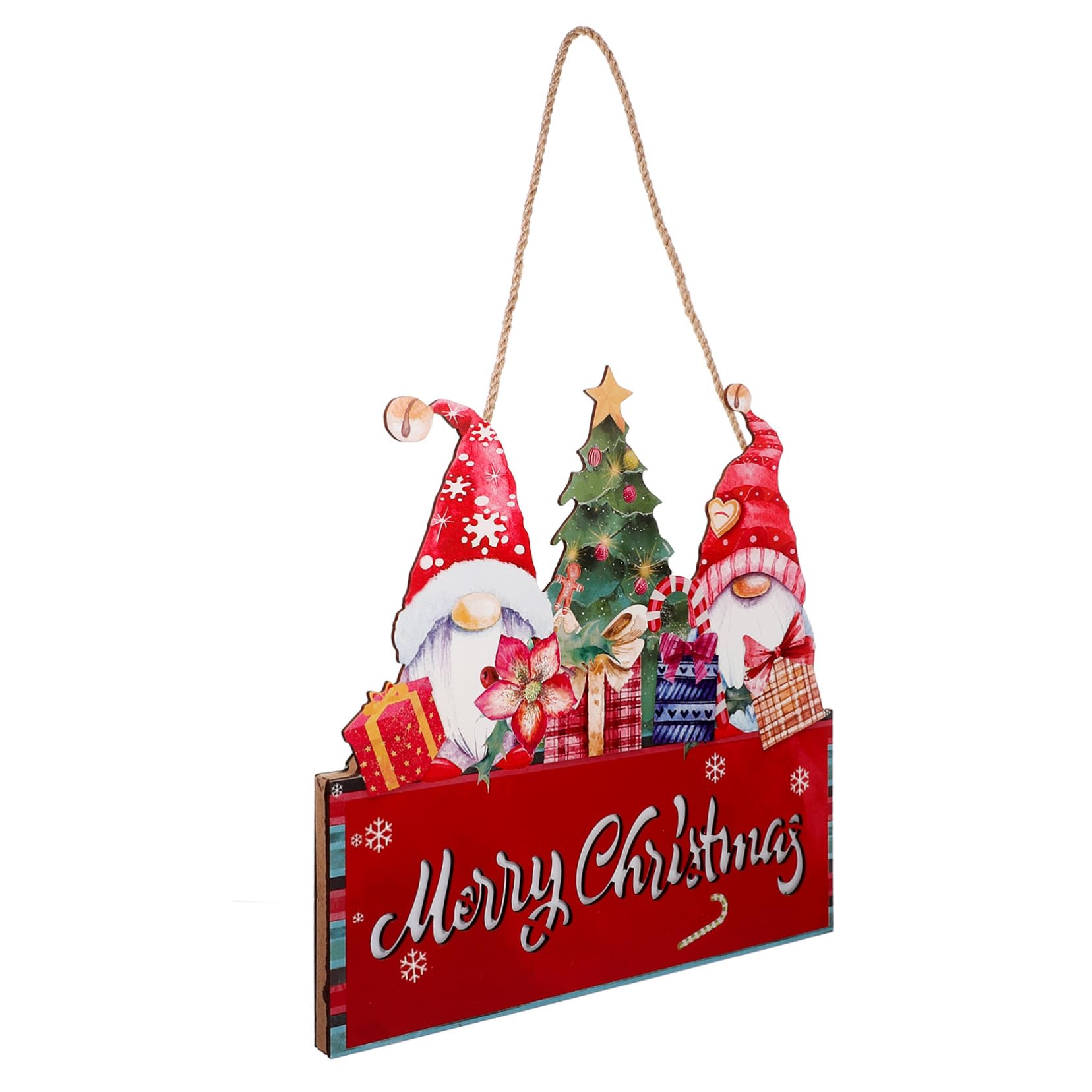Adornos de Papá Noel Lantero Navideño para Puerta de Entrada Letreros Navideños de Madera para Puerta Decoración para Colgar la Pared Navidad