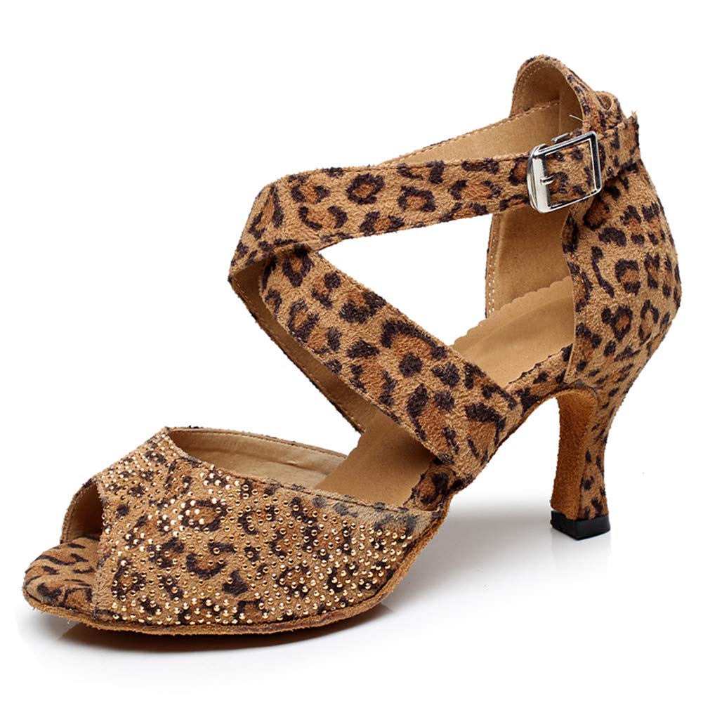 SWDZM Women Latin Dance Shoes Rhinestone Dance Shoes Latin Ballroom Shoes,Modello-QJW6232