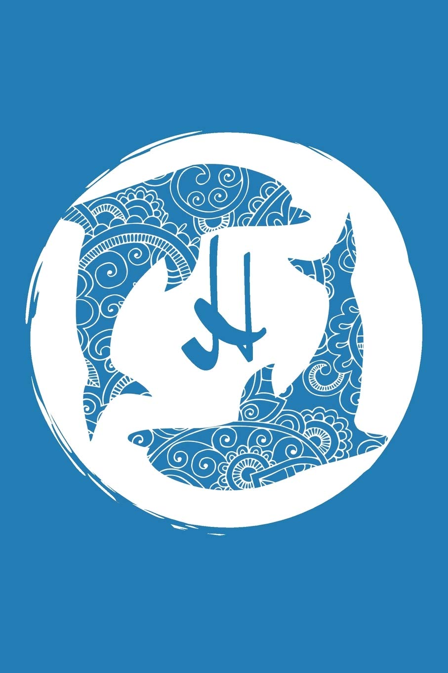 H: Initial H Monogram Notebook Journal Gift Circular Dolphin Mandala design