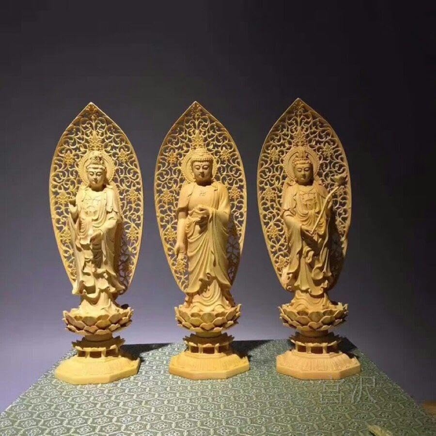 Amazon｜極上品 西方三聖 仏教工芸品 阿弥陀如来 観音菩薩 勢至菩薩 