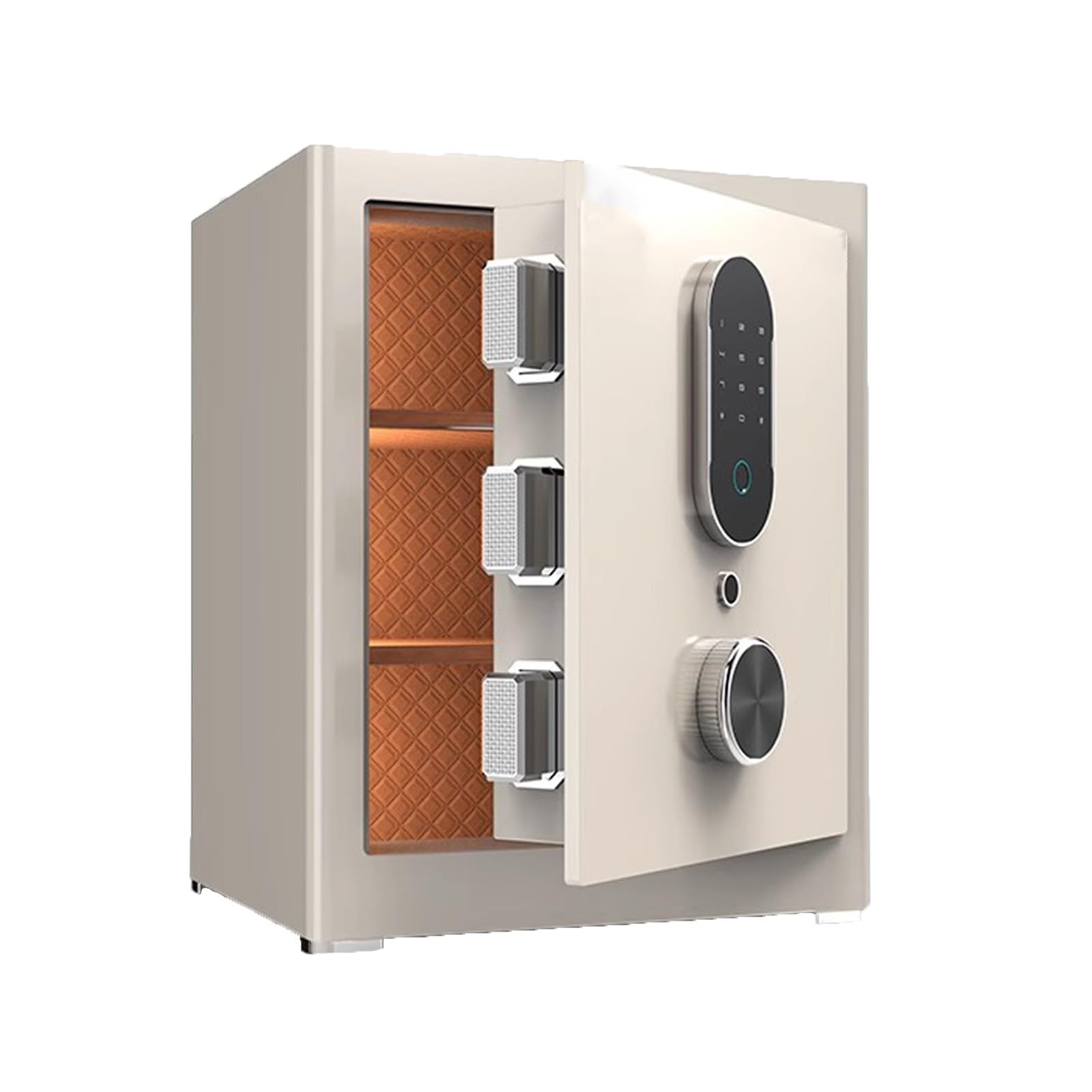 Anti-theft And Fireproof Safe With Keypad, Small Cabinet-style, Fingerprint Password Key Unlocking, Can Be Wall-mounted Or Floor-mounted(White)