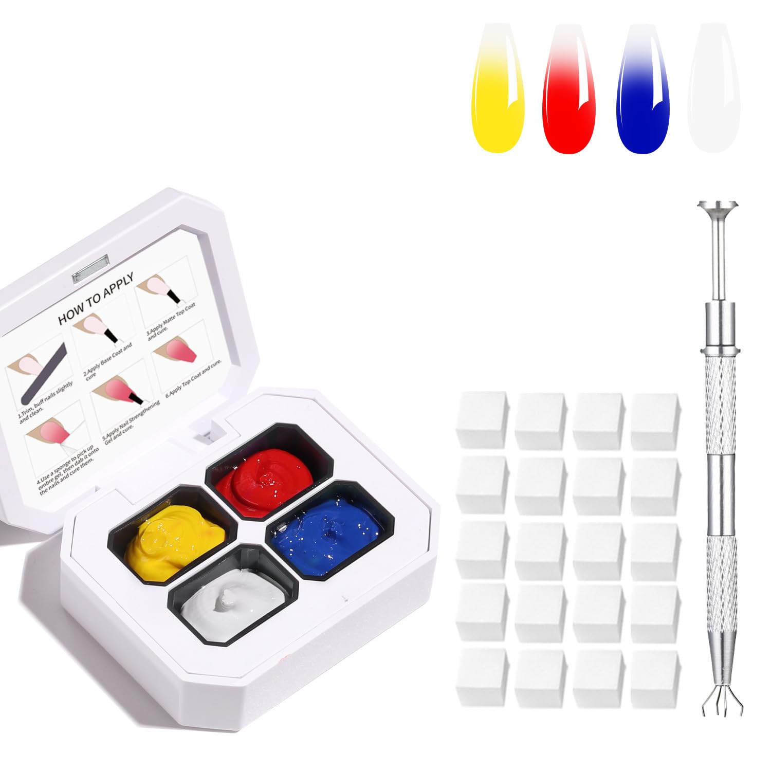 SMSMYXF Finger Secret Ombre Gel Nail Polish Set, 9 Colors, UV Nail Pat Painting Gradient Blooming Gel Kit with Application Guide