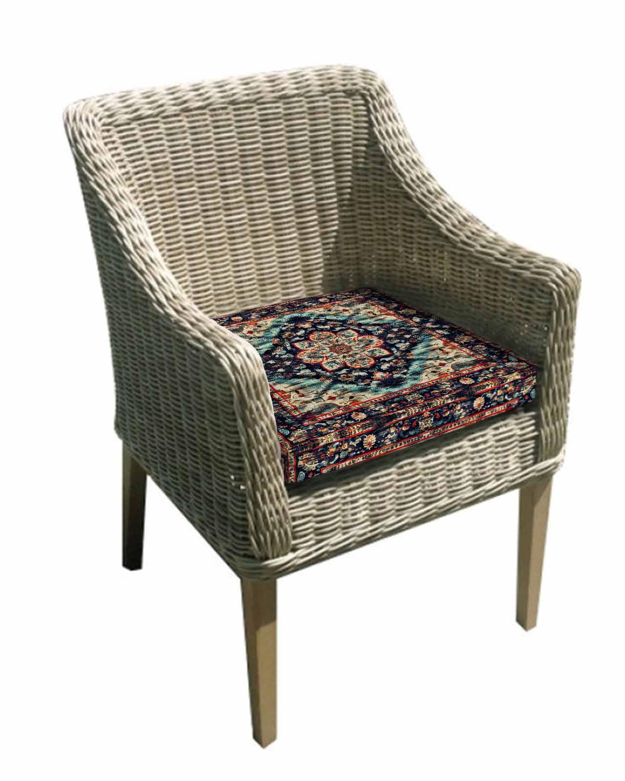 Onekaccu 2 Pack Indoor/Outdoor Seat Cushion Cover, Bohemian Cushion Seat Cover Waterproof Chair Cushion Slipcovers Pad with Ties for Patio Garden Vintage Floral Mandala Flower Aztec Boho 24Lx24W