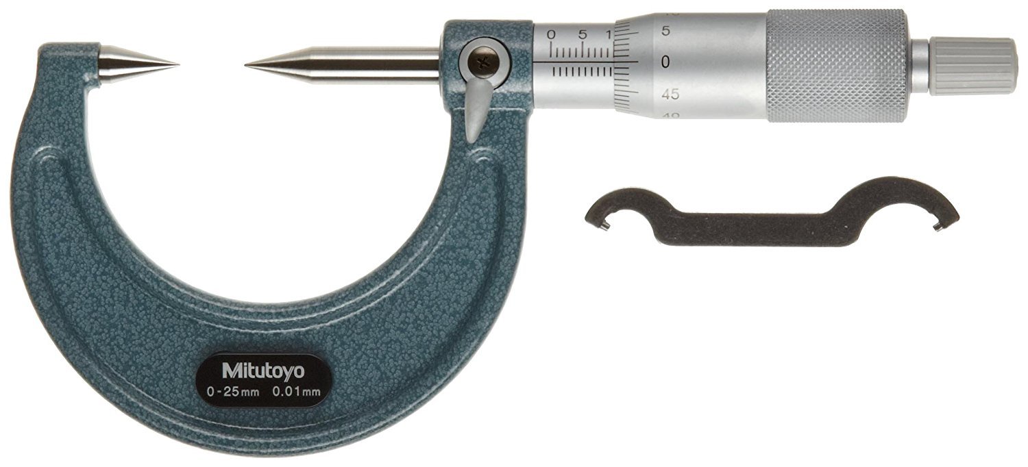 Mitutoyo 112-201 Point Micrometer, Ratchet Stop, 0-25mm Range, 0.01mm Graduation, -0.003mm Accuracy, 30 Deg. Point, Not Carbide Tipped-image-20
