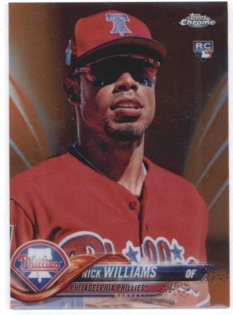 2018 Topps Chrome Base Set Variation Orange Refractors #147 Nick Williams/Red JSY - Phillies MLB Baseball Card (SP - Short Print) /25 NM-MT