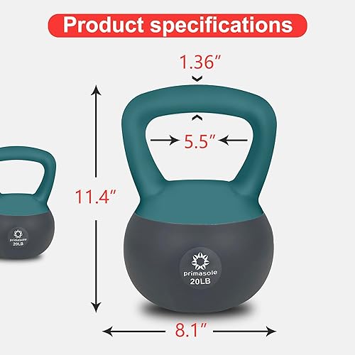 Miniatura 5 de Primasole Pesa rusa suave de 20 libras, base de resistencia a los golpes, pesas rusas antideslizantes para mujeres y hombres, pesas rusas de