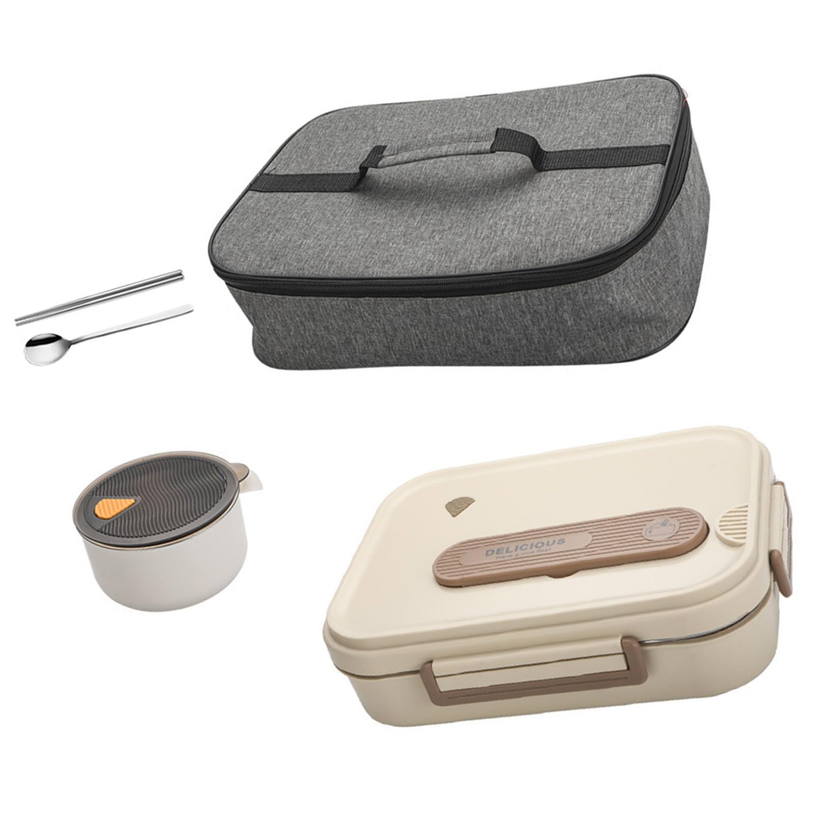 Elnwnnkc Beige1 Microwave Safe Bentos Container Compartmentalized Design Double Insulation Lunch Box For Student Adult Outdoor Activity Outdoor Meal Lunch Box