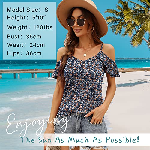Blingfit Women Short Sleeve Strappy Cold Shoulder T-Shirt Tops Blouses Sexy V Neck Large #TOP3