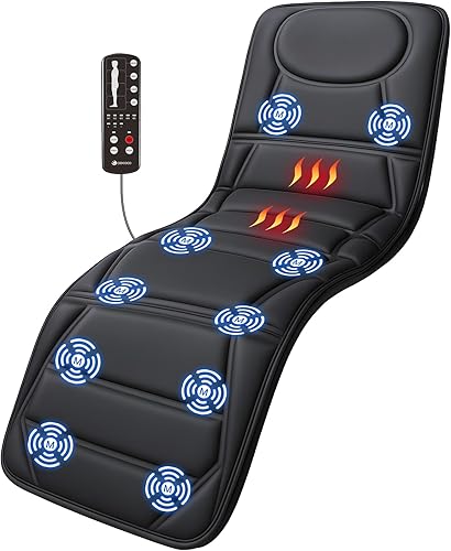 CooCoCo Alfombrilla de masaje de cuerpo completo con calor, 10 motores de vibración, 2 almohadillas térmicas, masajeador de espalda con 3 CooCoCo Alfombrilla de masaje de cuerpo completo con calor, 10 motores de vibración, 2 almohadillas térmicas, masajeador de espalda con 3