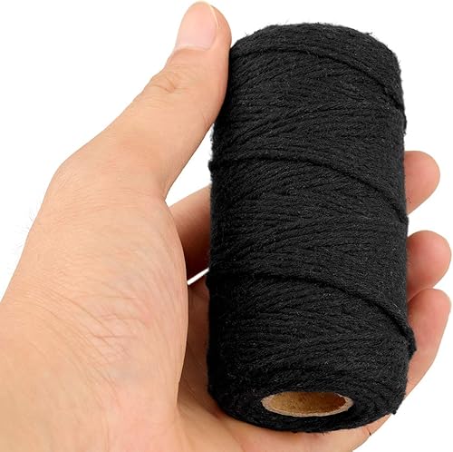 Miniatura 78 de JijAcraft Cordón de macramé de 0.118 in x 328 pies, cuerda de algodón para tejer, ganchos de plantas, colgar en la pared, suministros