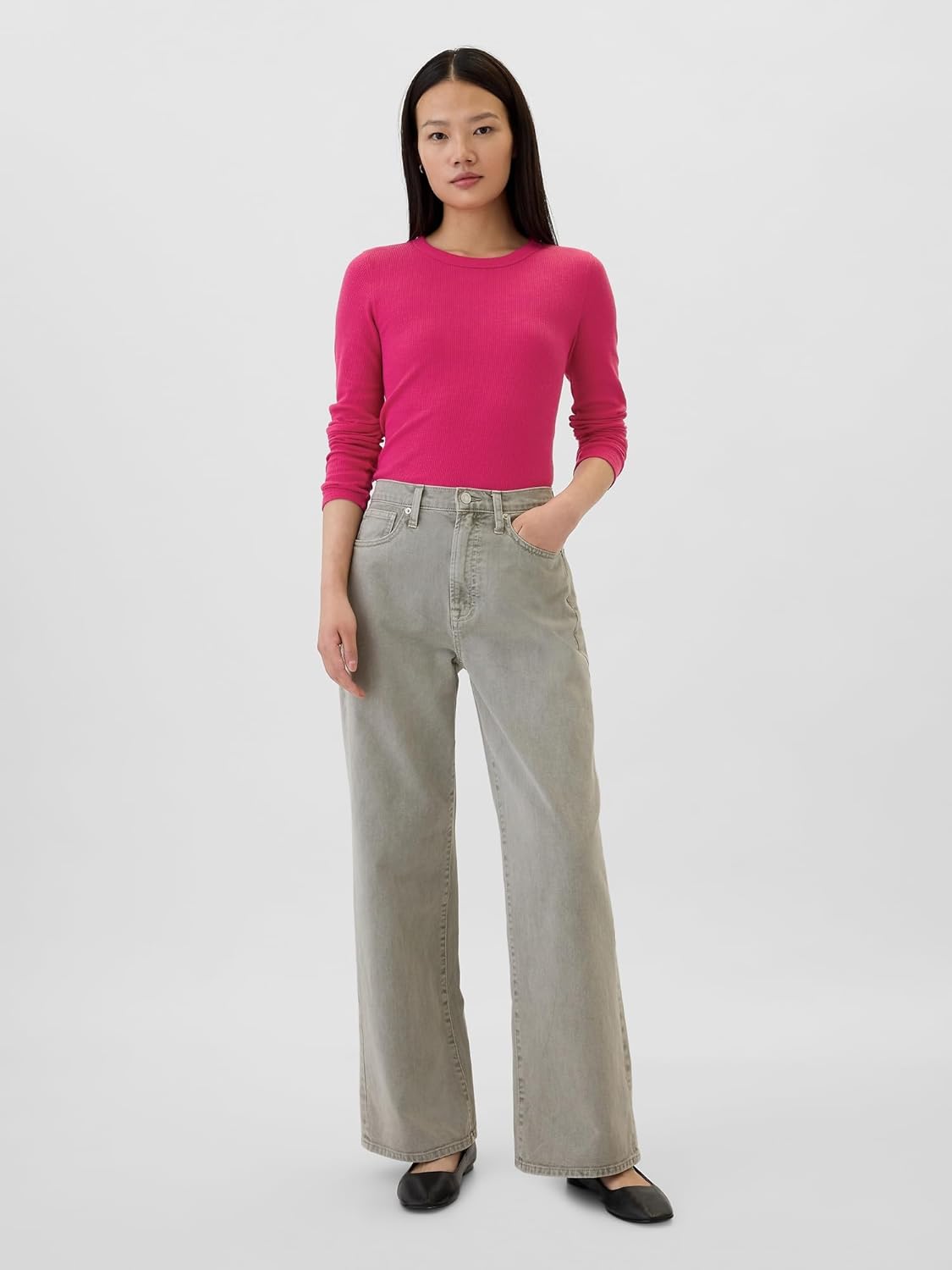 Gap Womens Long Sleeve Waffle Knit T-Shirt - Image 3