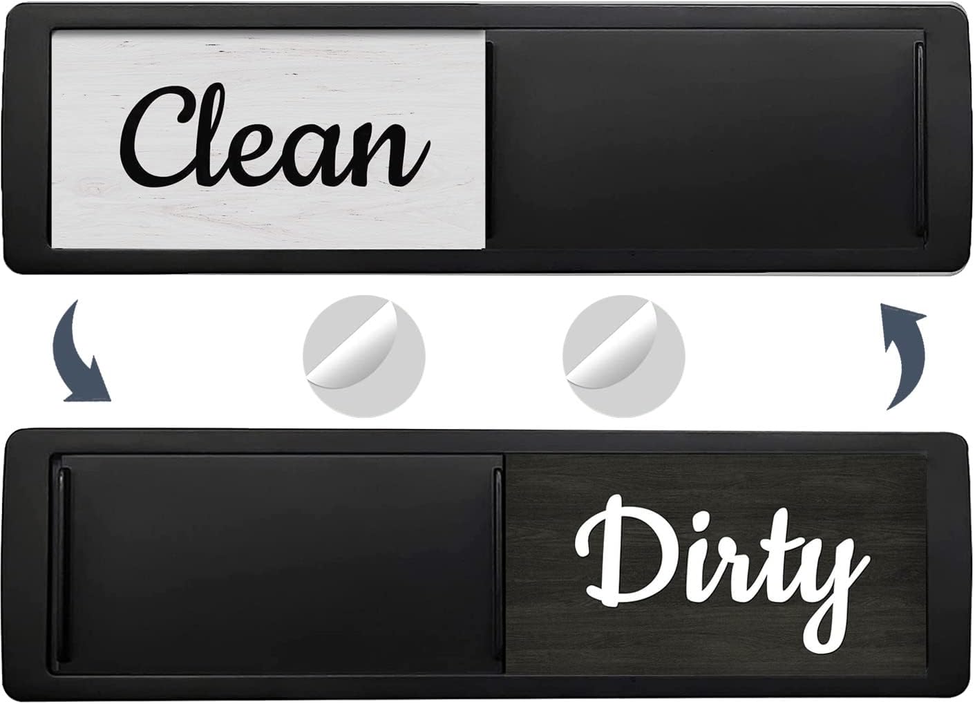 Oxepleus Dishwasher Magnet Clean Dirty Sign, Farmhouse Rustic Wood Design Black and White Non-Scratch/Easy to Read & Slide/Strong Magnetism Kitchen Storage and Decoration Accessories (B-Black)