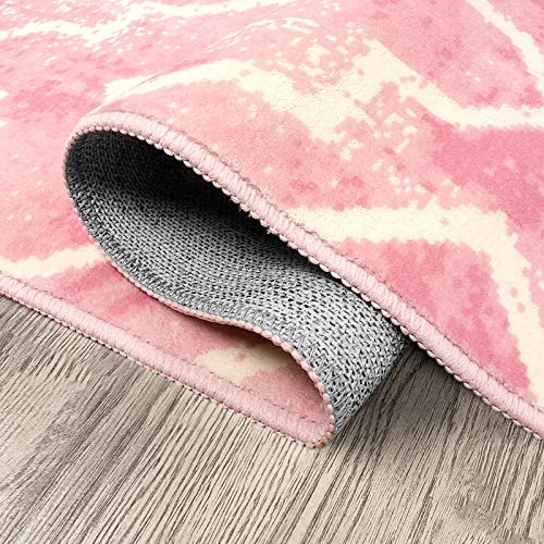 Wonnitar Moroccan Washable Runner Rug - 2X8 Runner Rugs For Hallway,Washable Long Bedroom Carpet Runner Non-Slip Geometric Non-Shedding Kitchen Runner For Living Dining Laundry Room,Pink #TOP7