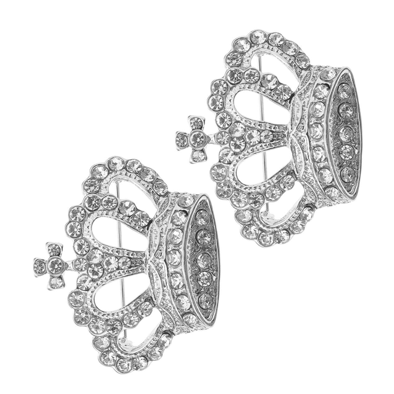 4Sets Crown Circon Pins Broche Broche Pin Aleación Silver 2pcs*4