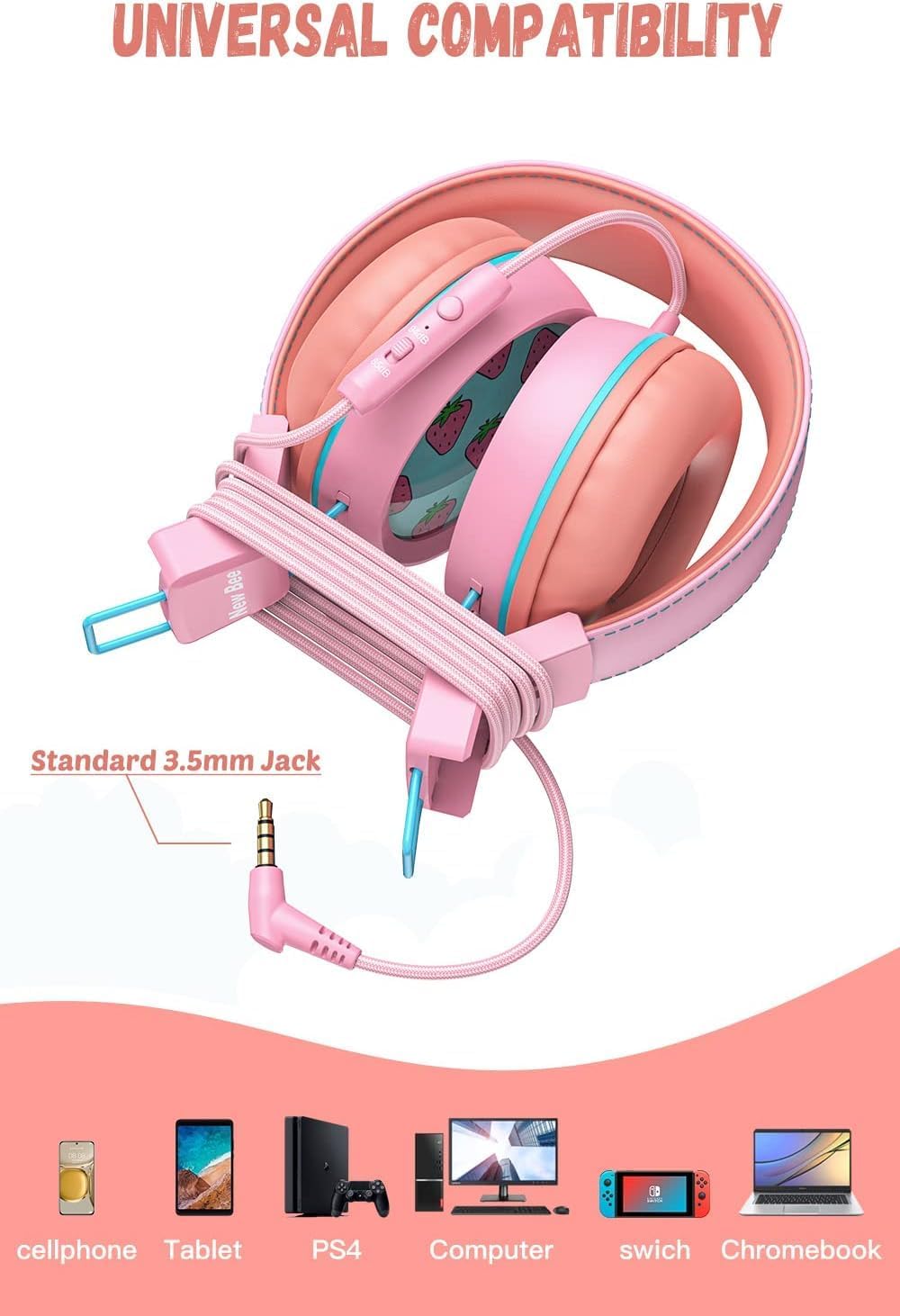 New bee Kids Headphones with Cord