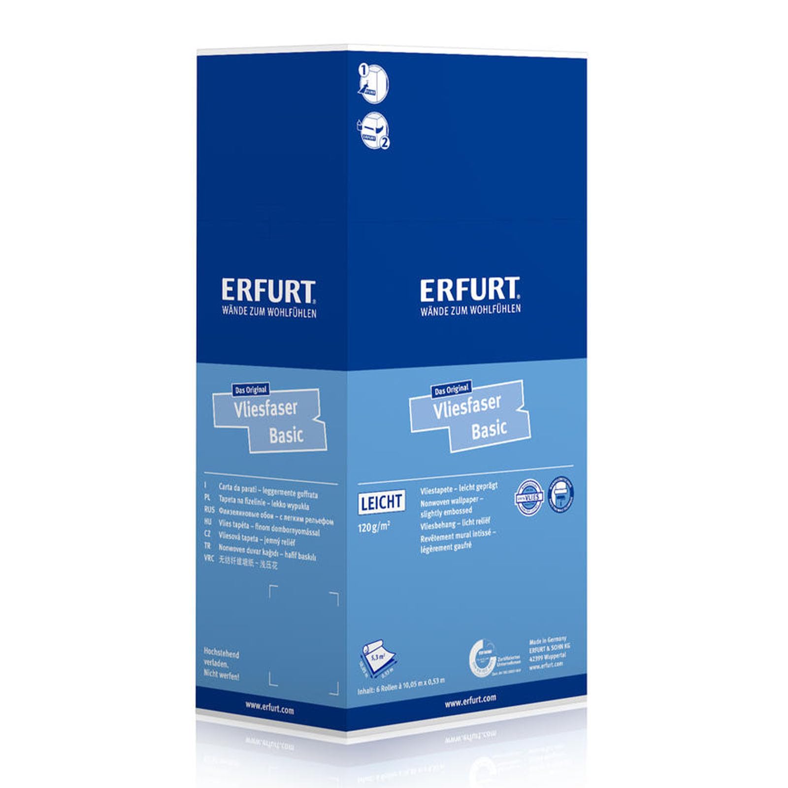 Erfurt Vliesfaser Basic 105 Vliestapete 10.05X0.53 Strukturtapete überstreichbar 6 Rollen 1004307