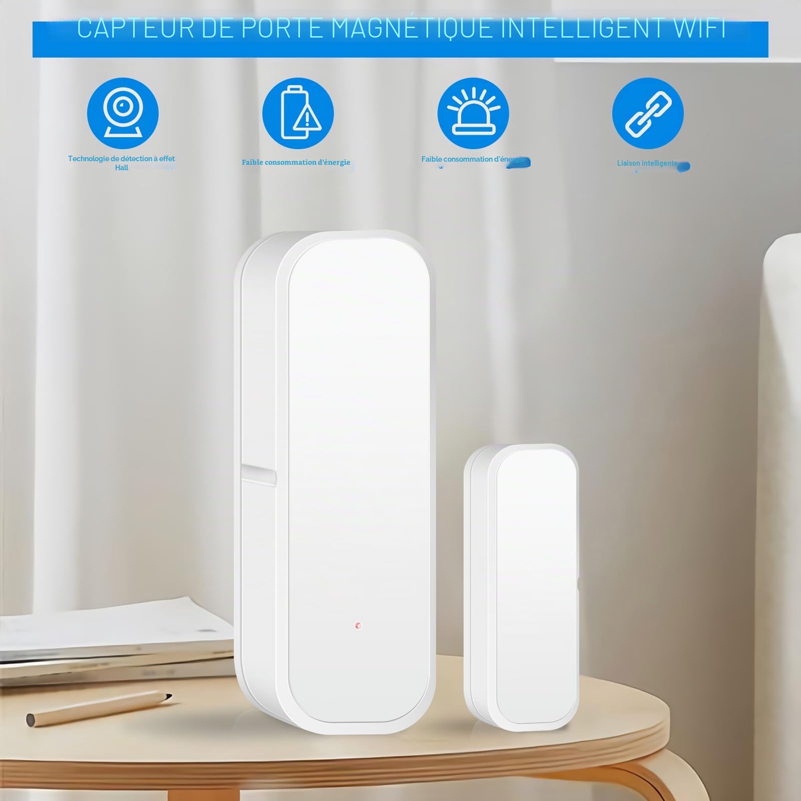 Lot de 2 capteurs de porte WiFi Smart Tuya, détecteur intelligent d'ouverture et de fermeture, notification d'application sans fil pour maison, hangar, garage