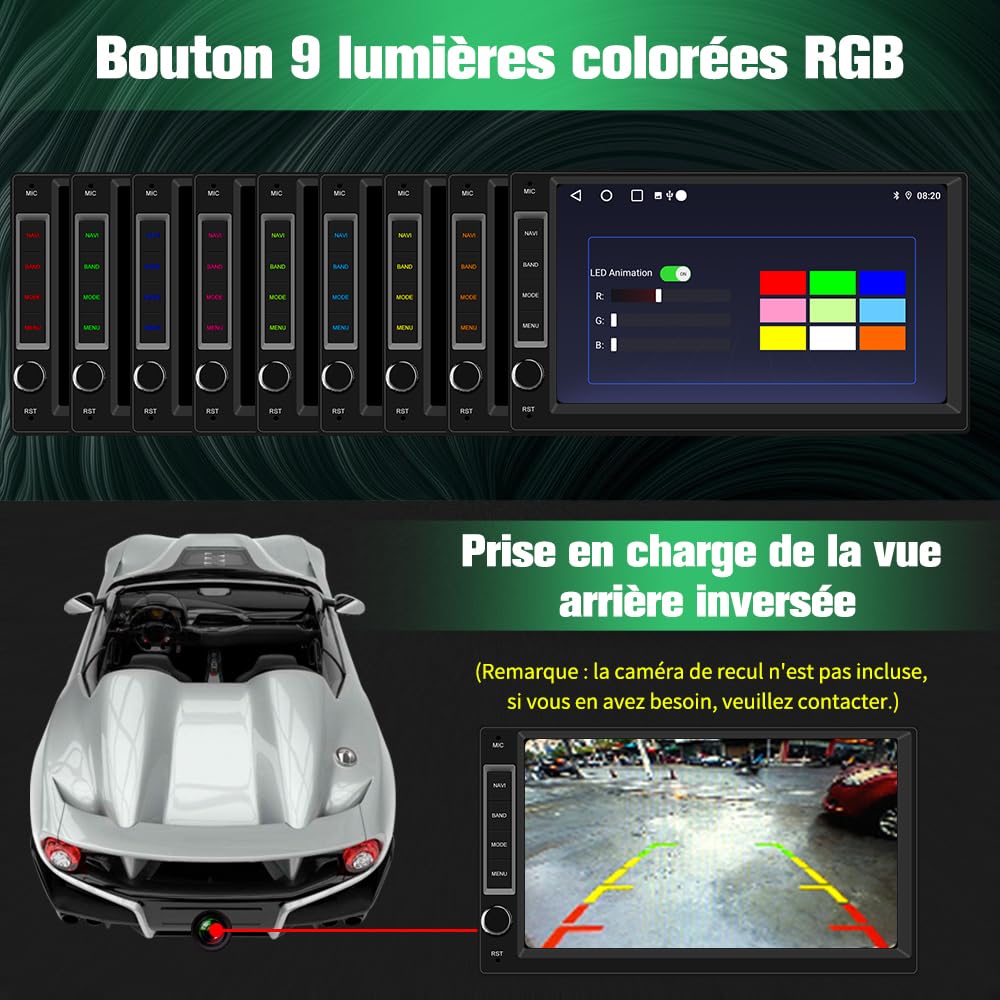 AWESAFE Autoradio 1 din 2 din Android 13 Universel Voiture Modèles Écran de 7 Pouces Supporte GPS Carplay Android Auto WiFi Bluetooth FM RDS USB Commande au Volant[2Go+32Go]