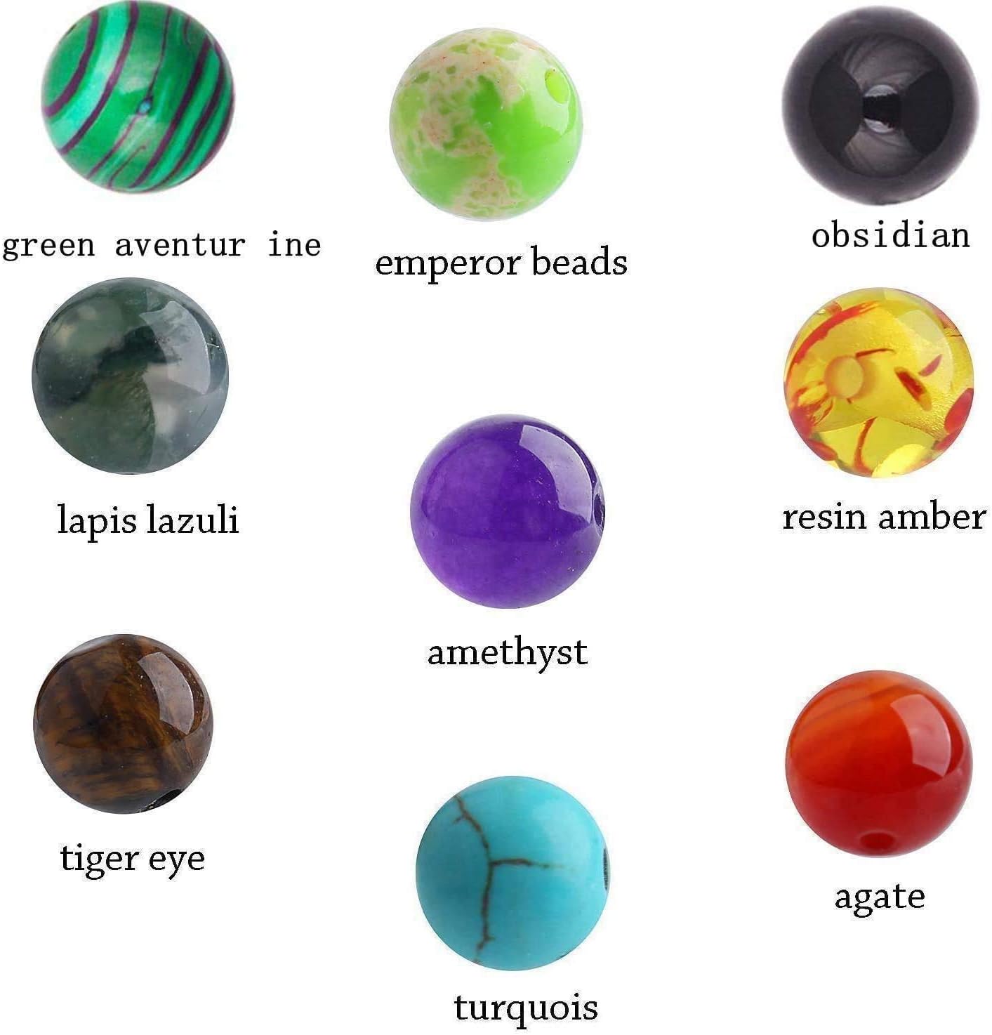 Fishdown 330 Pcs 8mm Beads Kit Chakra Beads Lava Beads Rock Stone Assortment Colored Volcanic Stone Loose Beads Zinc Alloy Spacer Beads for Bracelets Jewelry Makin