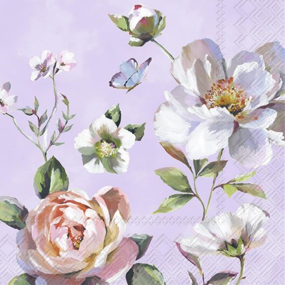 Boston International IHR 3-Ply Paper Napkins, 20-Count Lunch Size, Jonna Lilac