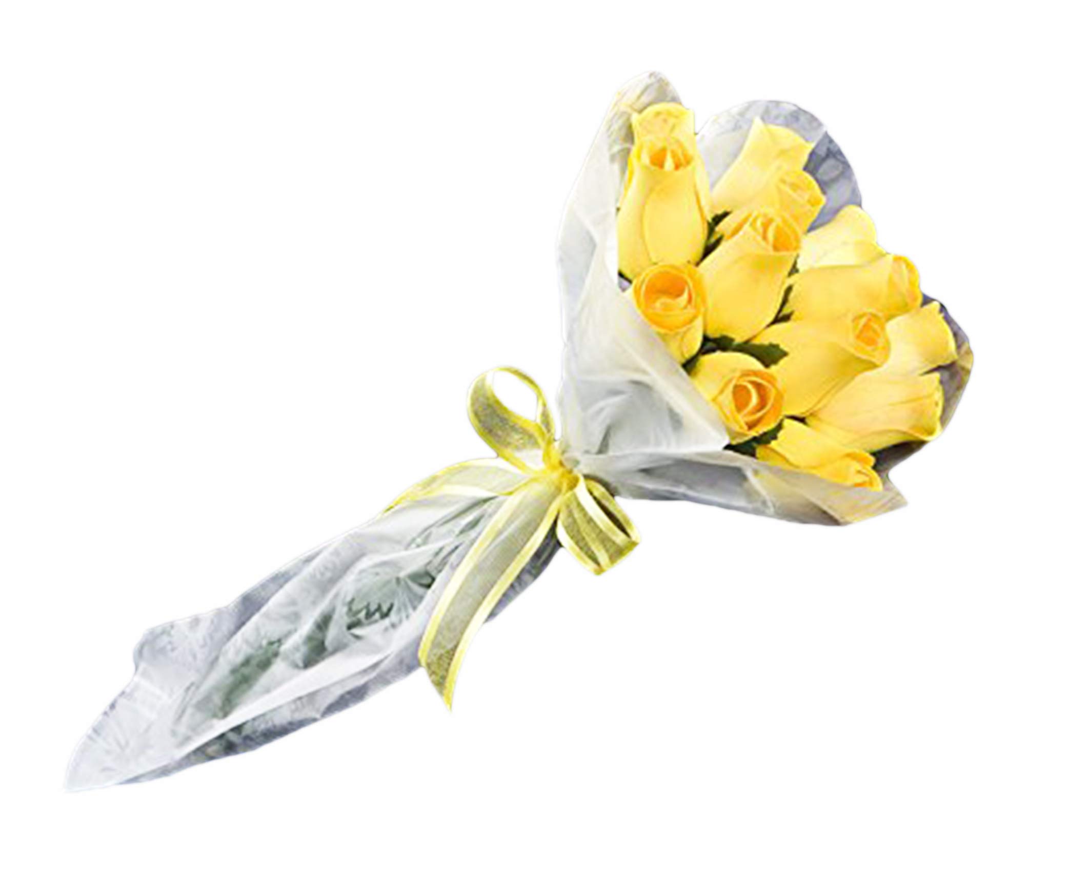 UniqueBeadsAndGifts Wood Rose Bouquet of 12 Yellow Roses