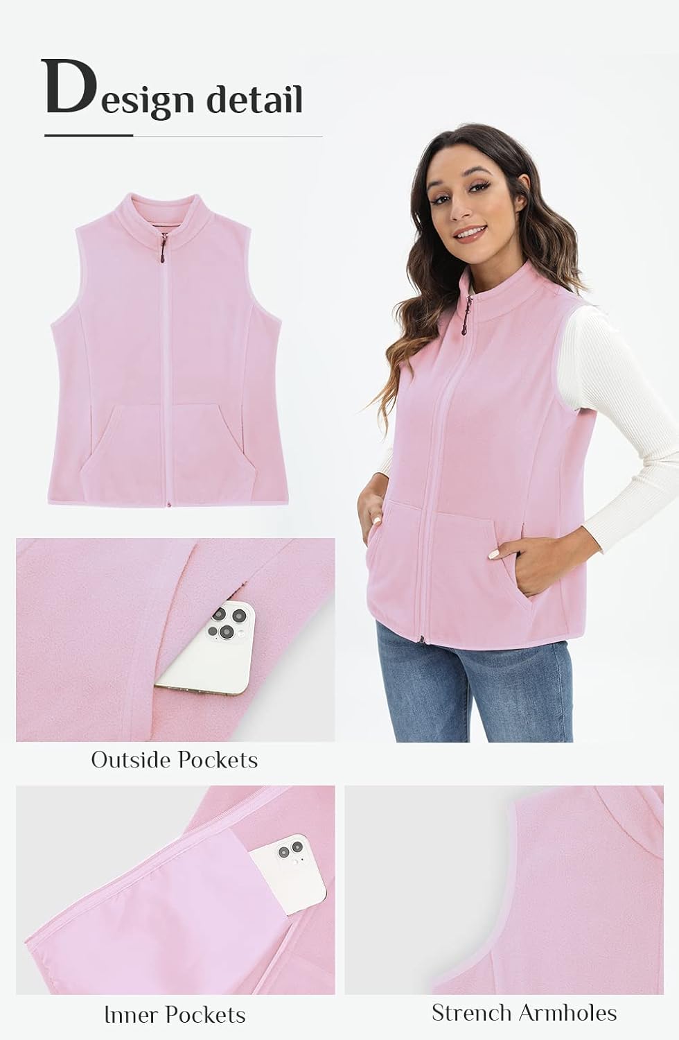 Xeoxarel Women's Fleece Vest with 6 Pockets (XS-2XL) - Image 5