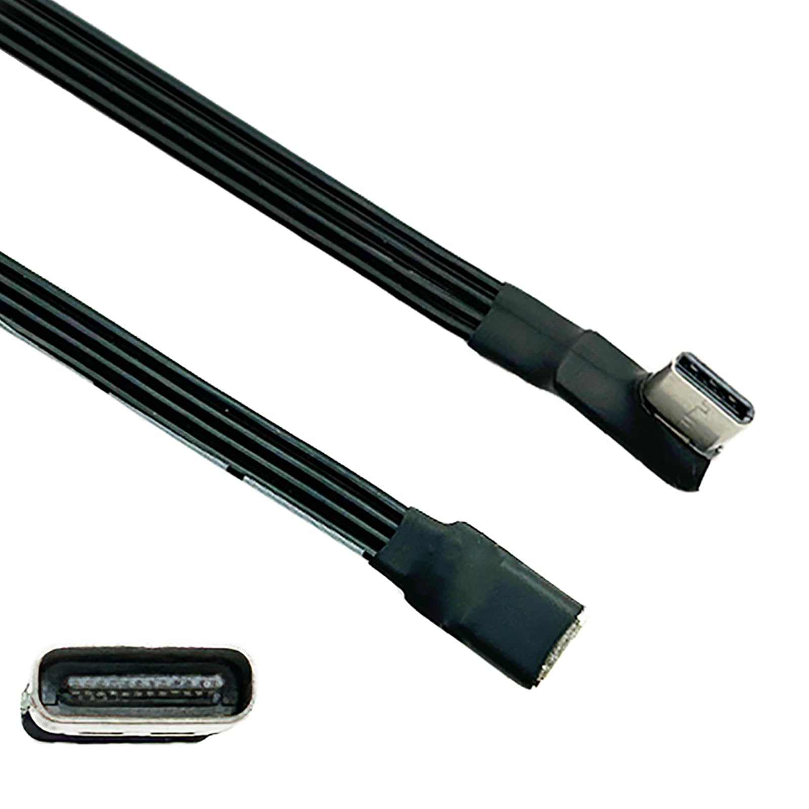 Tuygn USB C Male to USB C Female Extension Cable 90 Degree Ribbon Flat USB C Cable 18W Charging Data Transfer 480Mbps