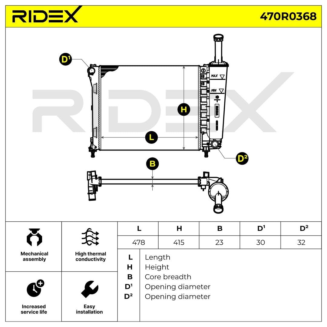RIDEX 470R0368 Radiador refrigeración del motor Compatible con OPEL Corsa D Hatchback S07