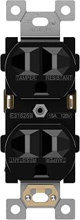 ENERLITES Duplex Receptacle, Tamper-Resistant Electrical Wall Outlets, Commercial Grade, 15A 125V, Self-Grounding, 2-Pole, 3-Wire, 5-15R, UL Listed, 61540-TR-BK, Black