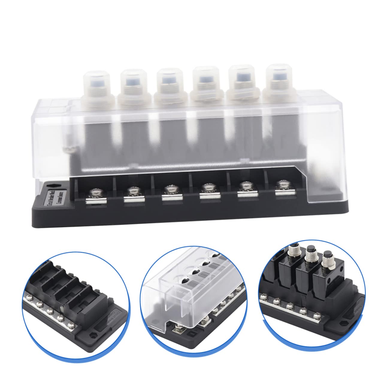 1set Circuit Breaker Block Position Overload Protection Box for Cars Rvs and Boats Main Line and Branch Breakers Shell and Insulation
