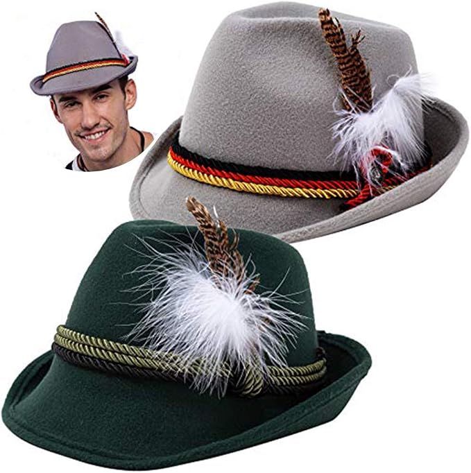 2 Cappelli Alpini Tedeschi in Feltro Fedora Set Retrò per Adulti Bomboniere  Halloween, Bavarese dell'Oktoberfest, Giochi di ruolo e Cosplay : Amazon.it:  Abbigliamento