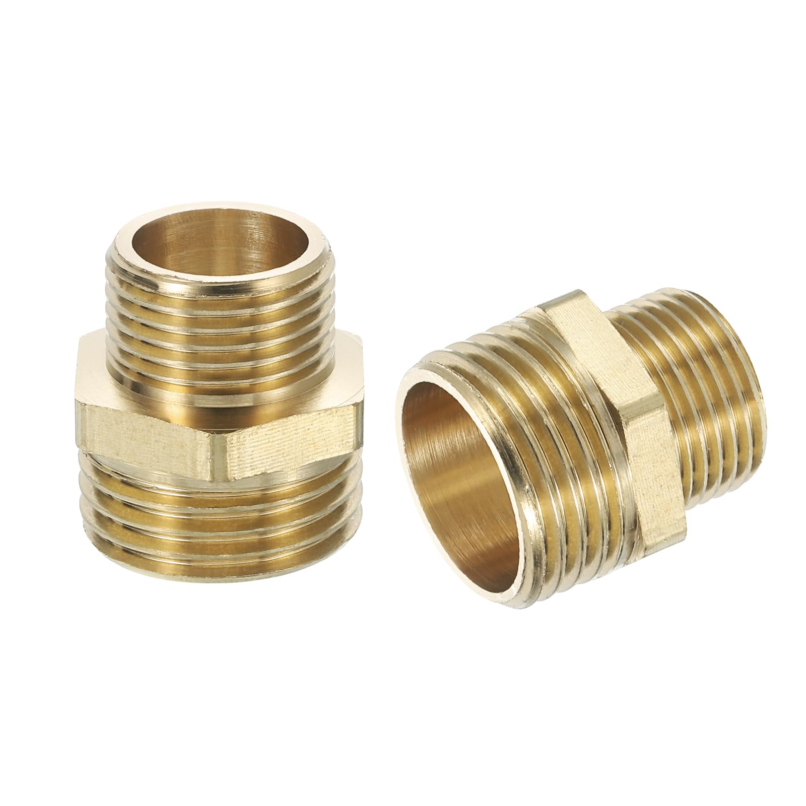 sourcing map Lot de 4 raccords de tuyau en laiton G1/2 mâle x G3/8 femelle réducteur hexagonal, adaptateur de tuyau d'arrosage, raccords de tuyaux pour eau, gaz, oléoducs